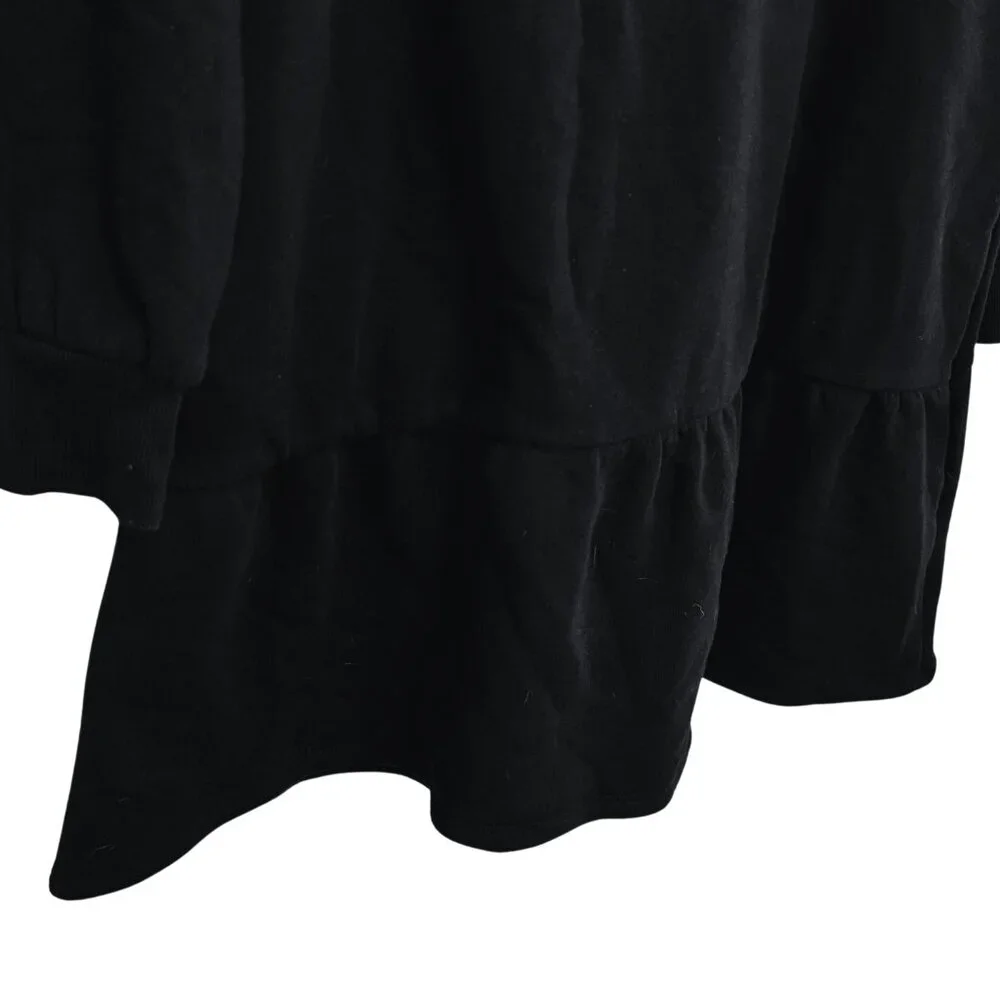 Nine West Black Long Sleeve Sweatshirt Dress with Ruffle - Size Large - Picture 8 of 10